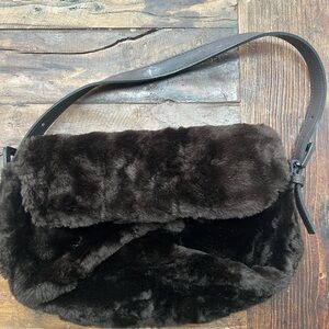 Elegant Black Faux Fur Shoulder Bag